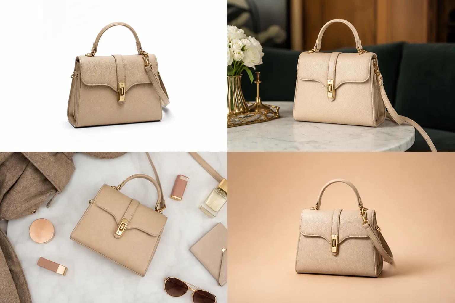 Illustrative sample: one product reference still fanned out across white-seamless, lifestyle, flat-lay, and brand-color hero image nodes on the Martini canvas