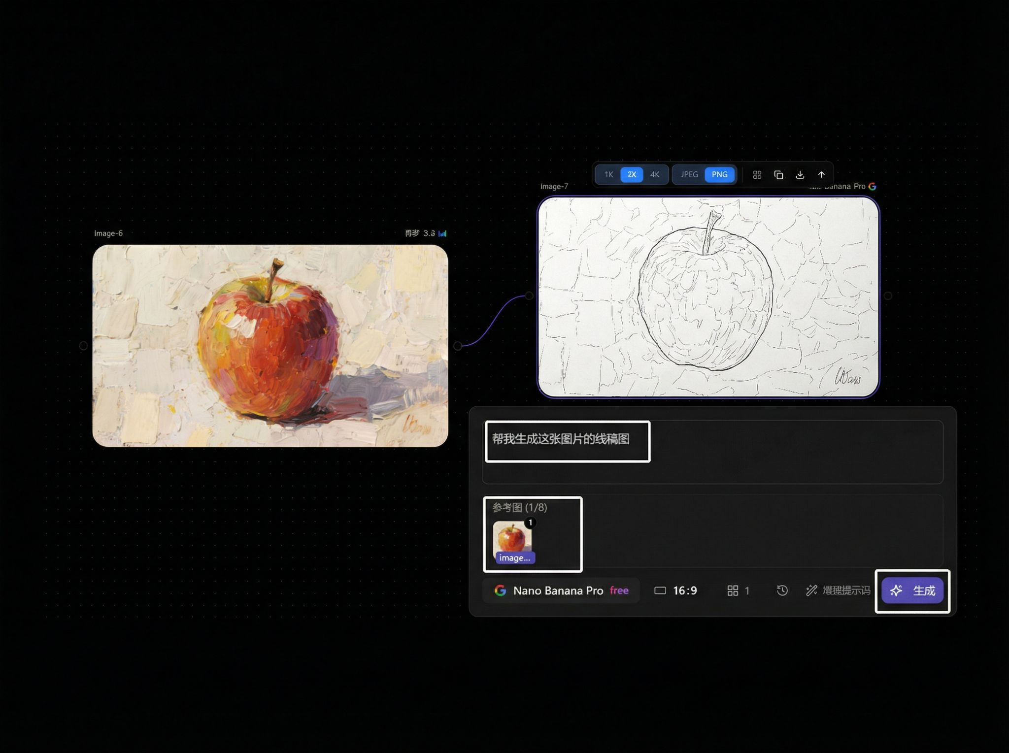 Image-to-image generation result based on a single reference