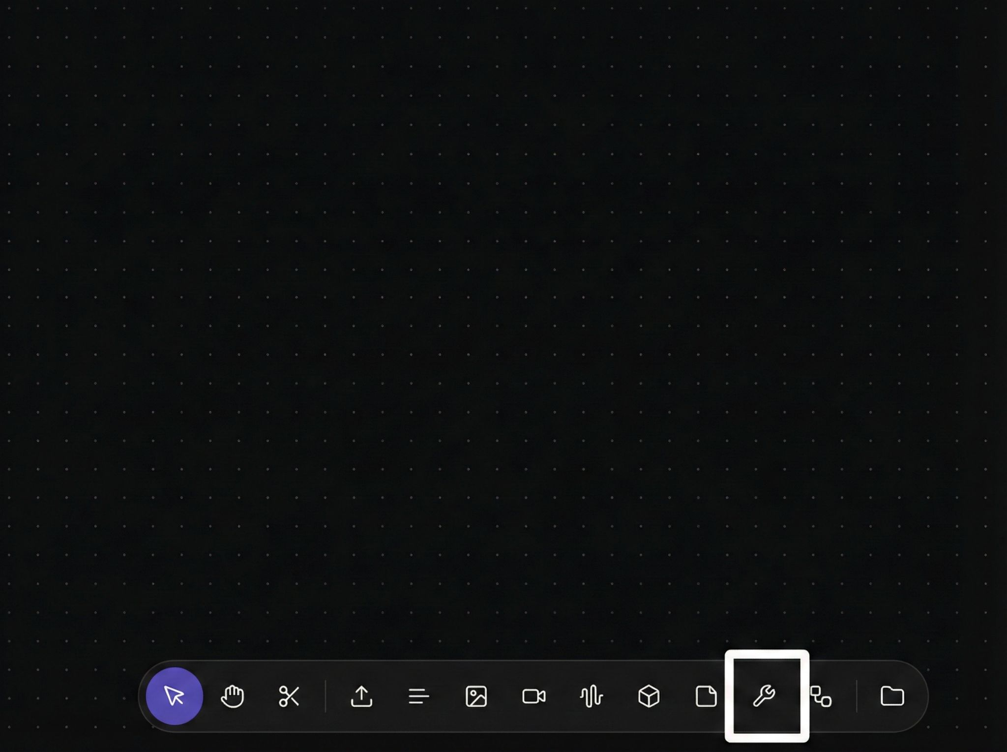 Tool node entry in toolbar