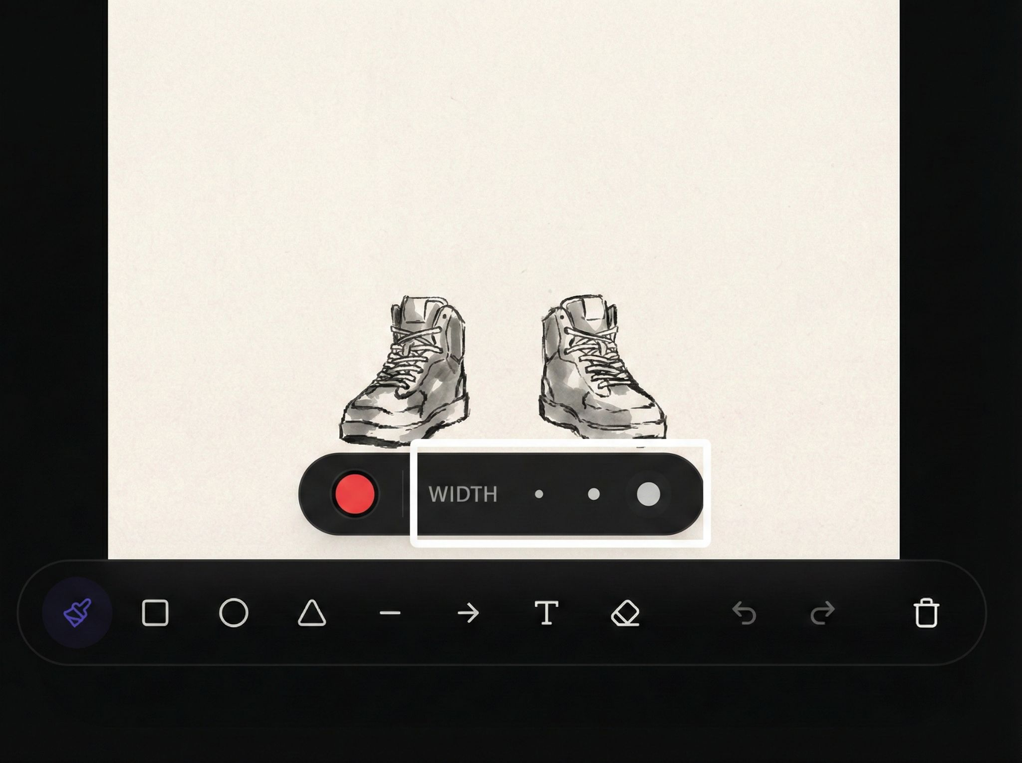 Brush size adjustment control